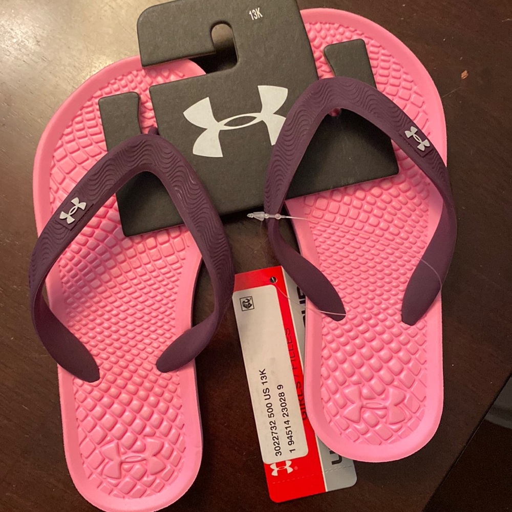 Girls under Armour flip-flops size 13 Atlantic Dune II